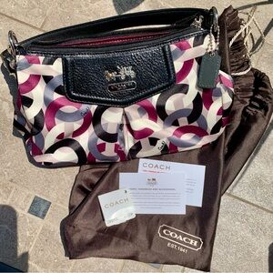 Coach Mini Madison Chainlink Satin and Leather Burgundy Purse